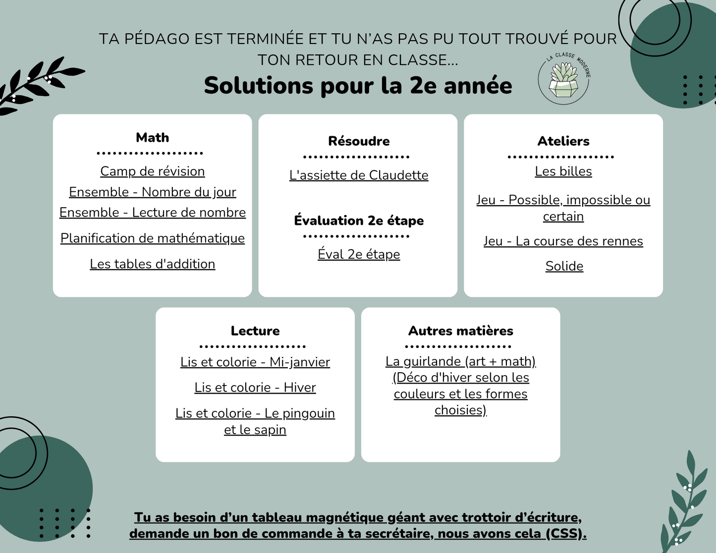 Activités du retour des fêtes 2e année