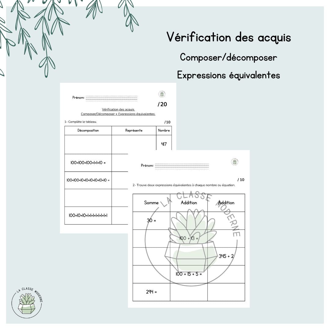 Composer/décomposer + expressions équivalentes - 2e année