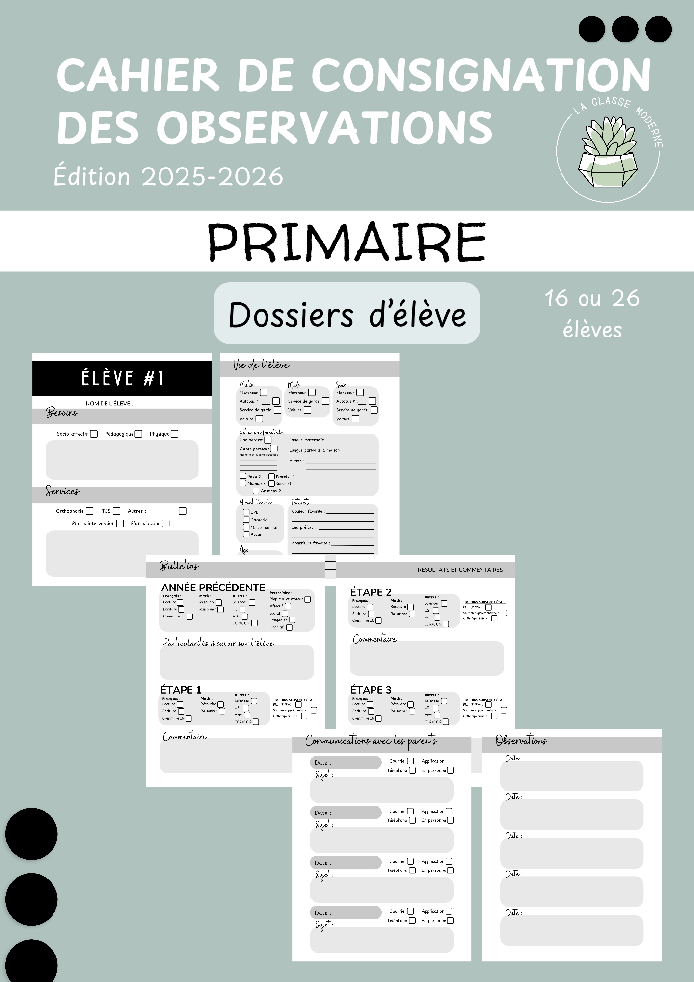 Cahier de consignation des observations - Ton cahier de notes moderne !