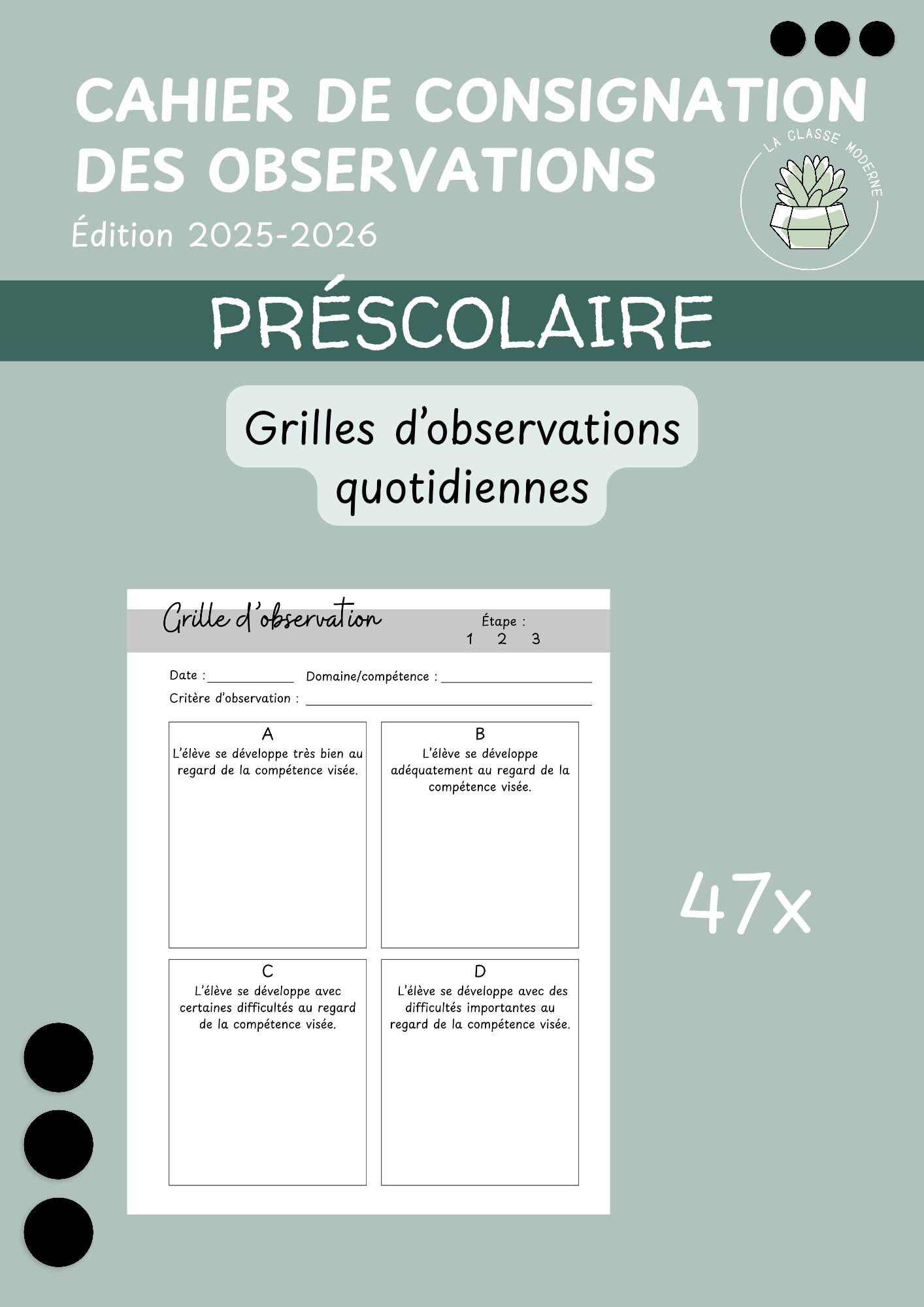 Cahier de consignation des observations - Ton cahier de notes moderne !