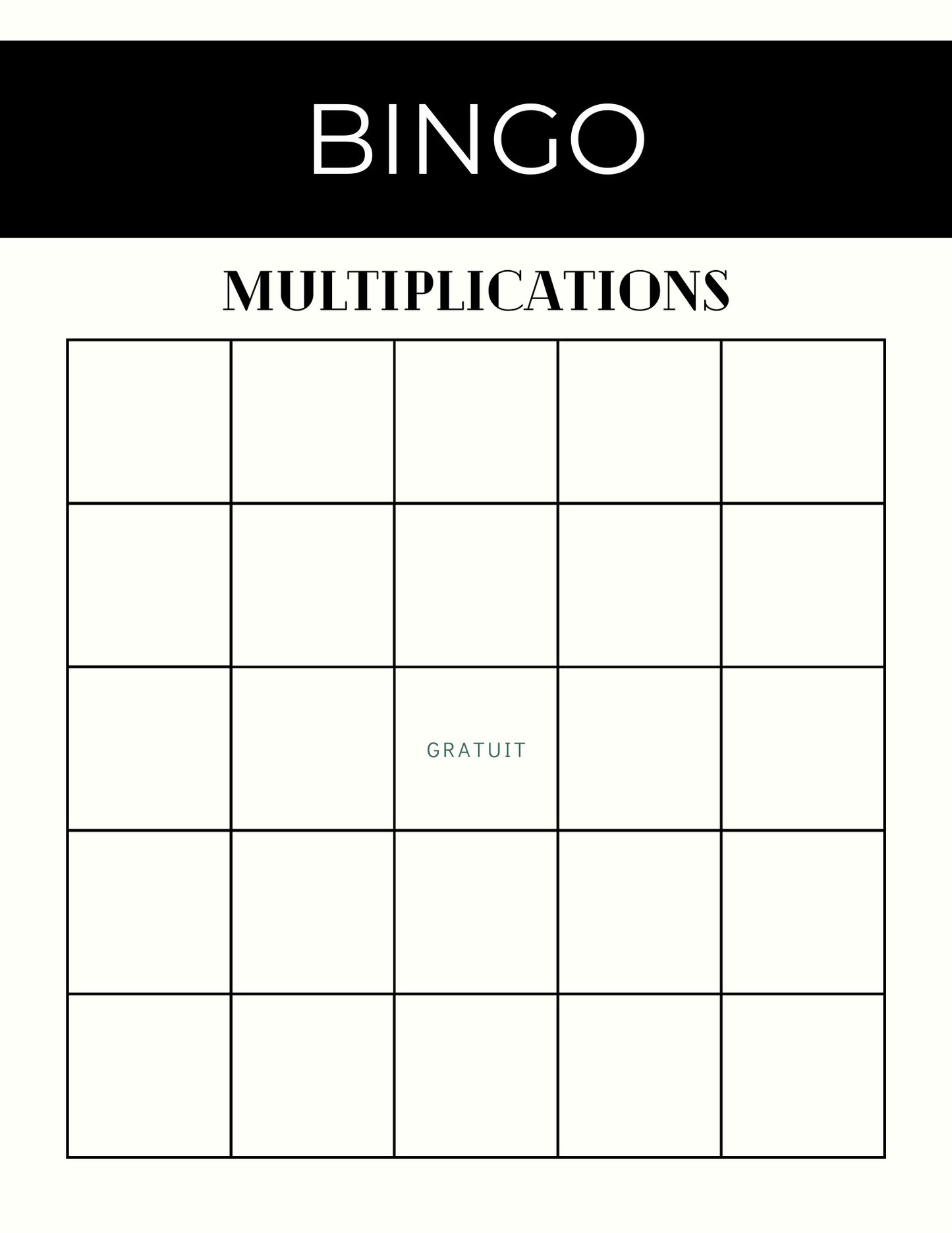 Bingo des multiplications