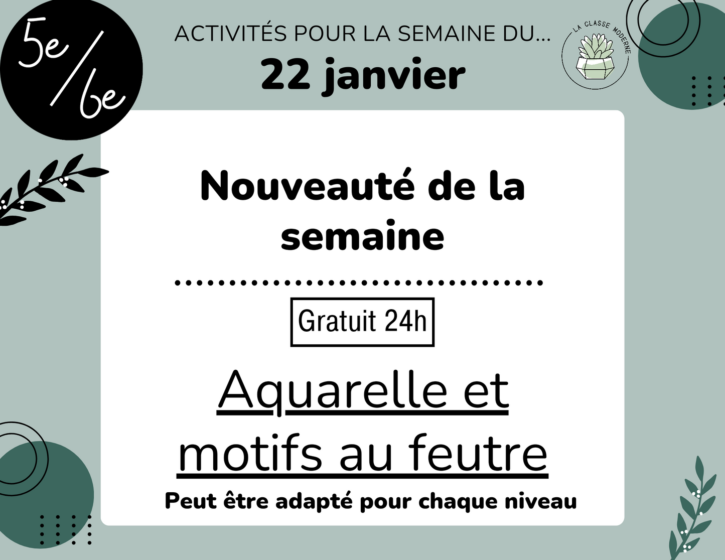 Listes des activités de la semaine par niveau (Semaine du 22 janvier)