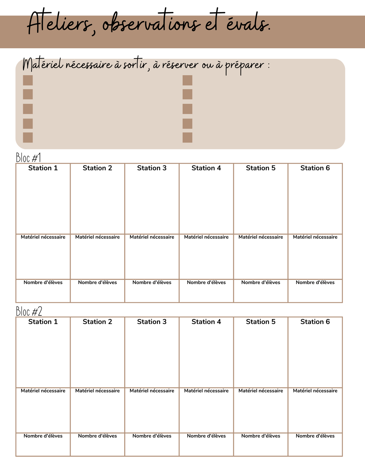 Agenda et cahier de stage (ÉTUDIANT)