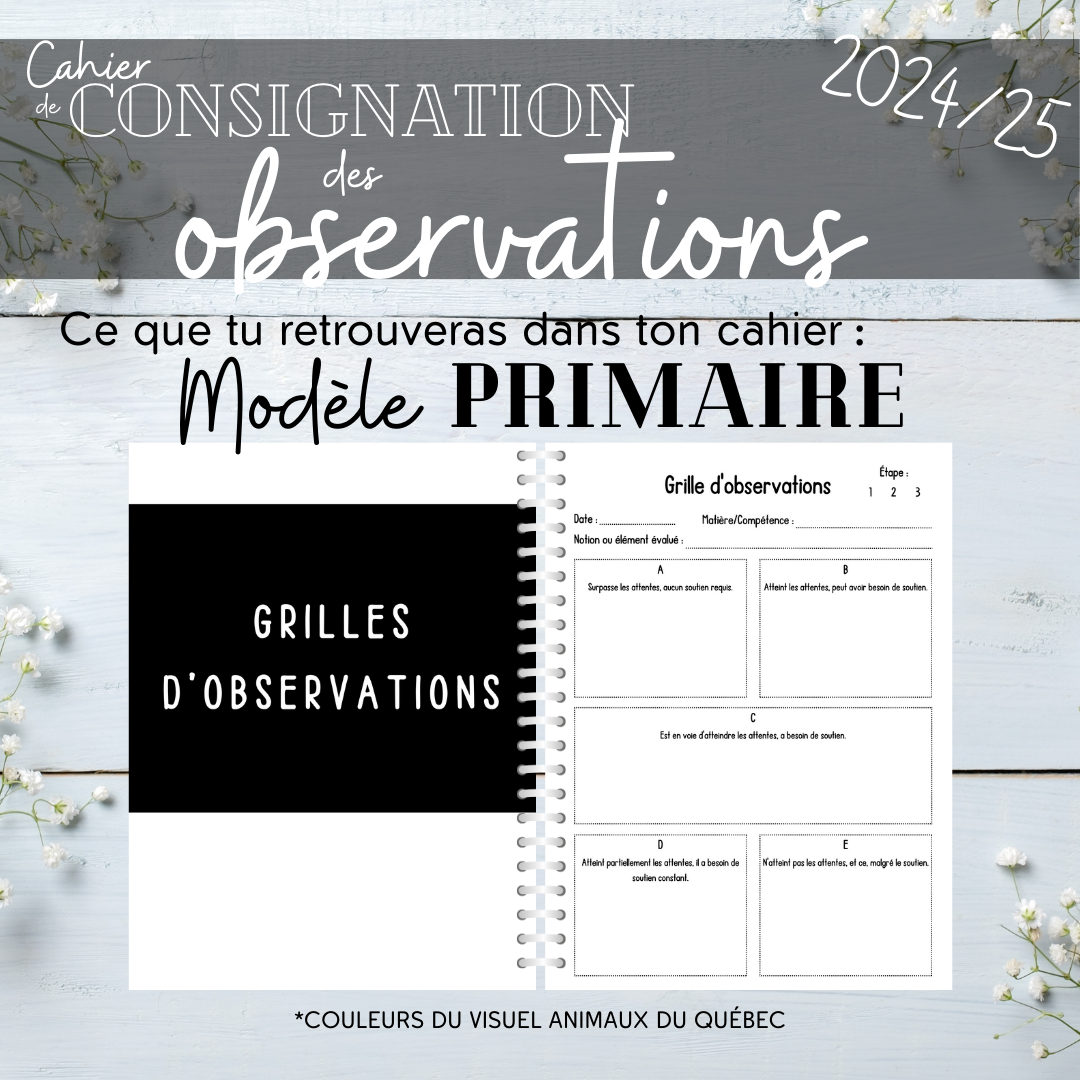 PRIMAIRE - Cahier de consignation des observations