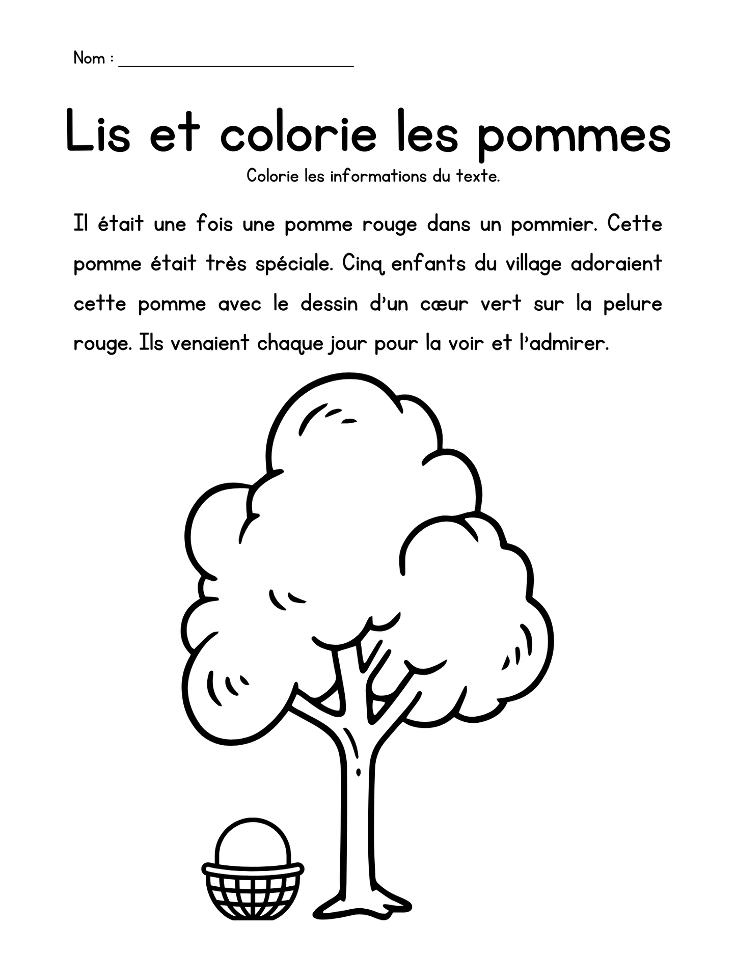 Cahier d'activités sur les pommes (2e année)