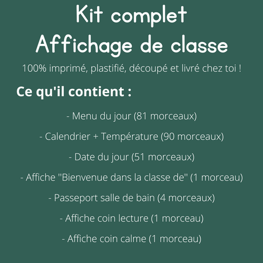 Kit complet - Thème de classe (100% plastifié)