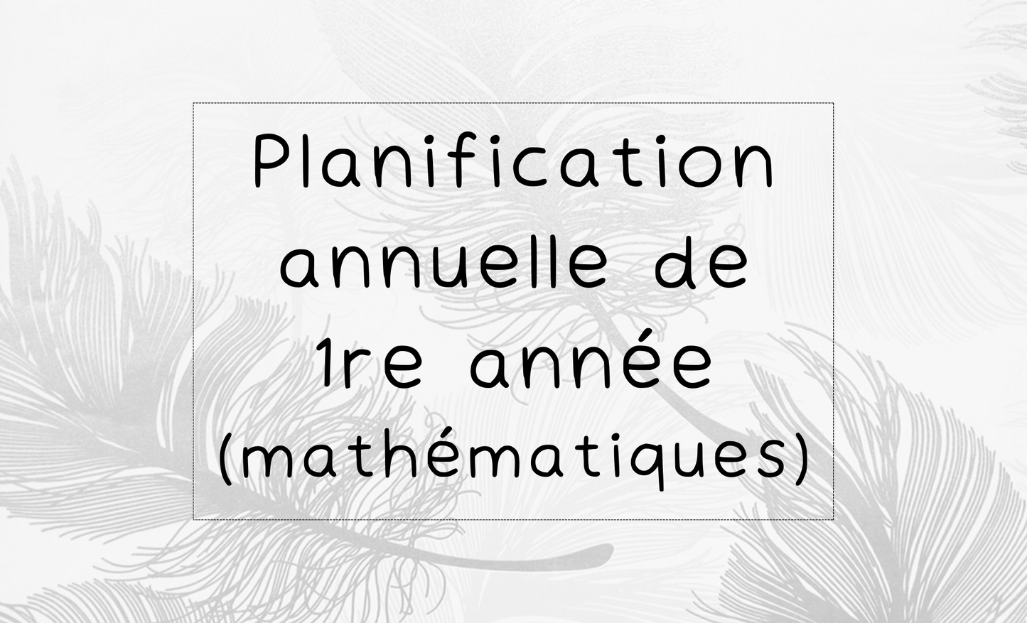 Planification annuelle en maths - 1re année