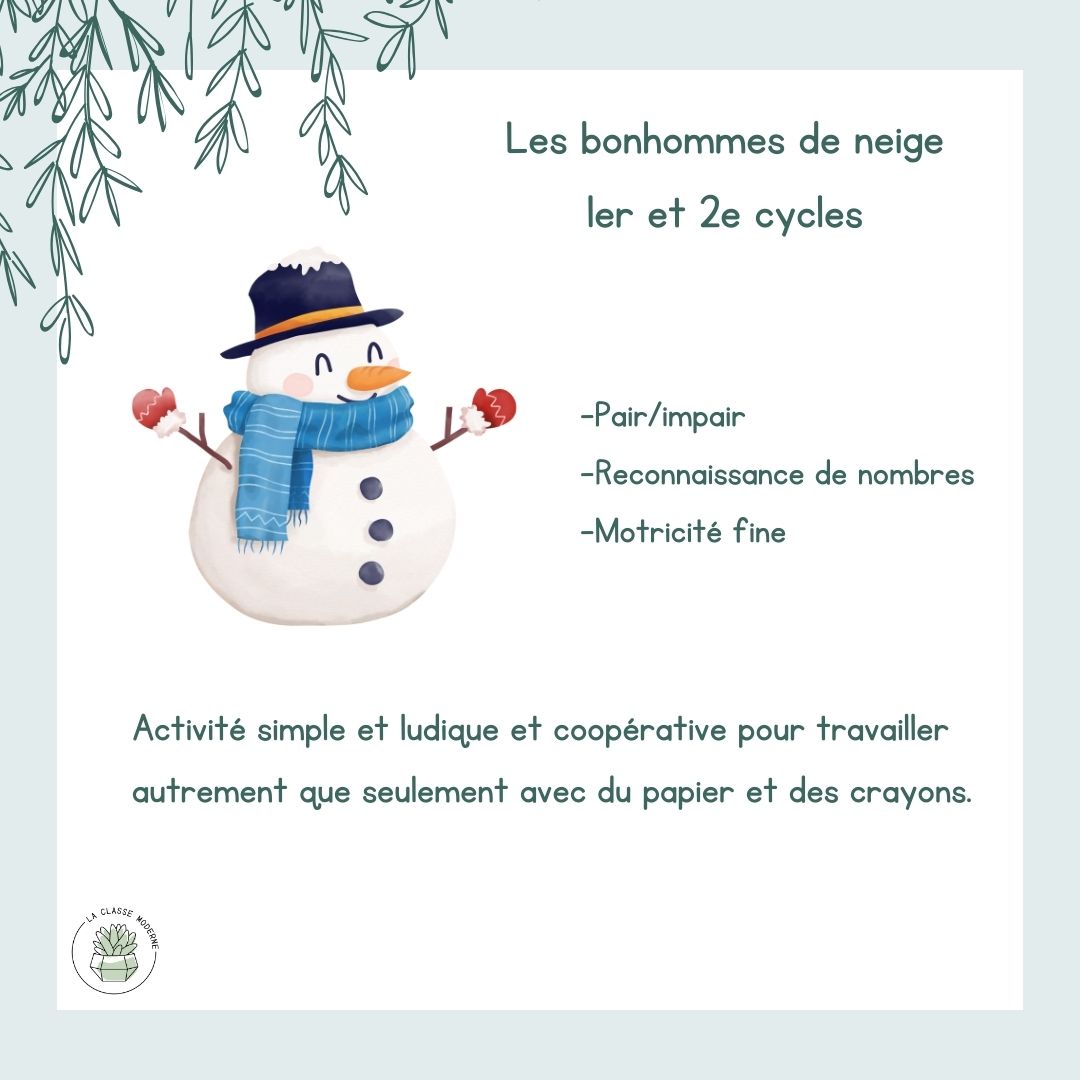 Les bonhommes de neige - 1er et 2e cycles