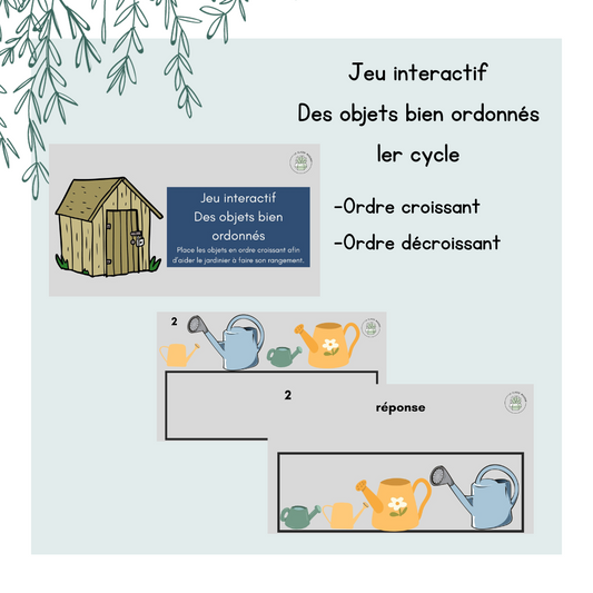 Jeu interactif - Des objets bien ordonnés - Ordre croissant et ordre décroissant