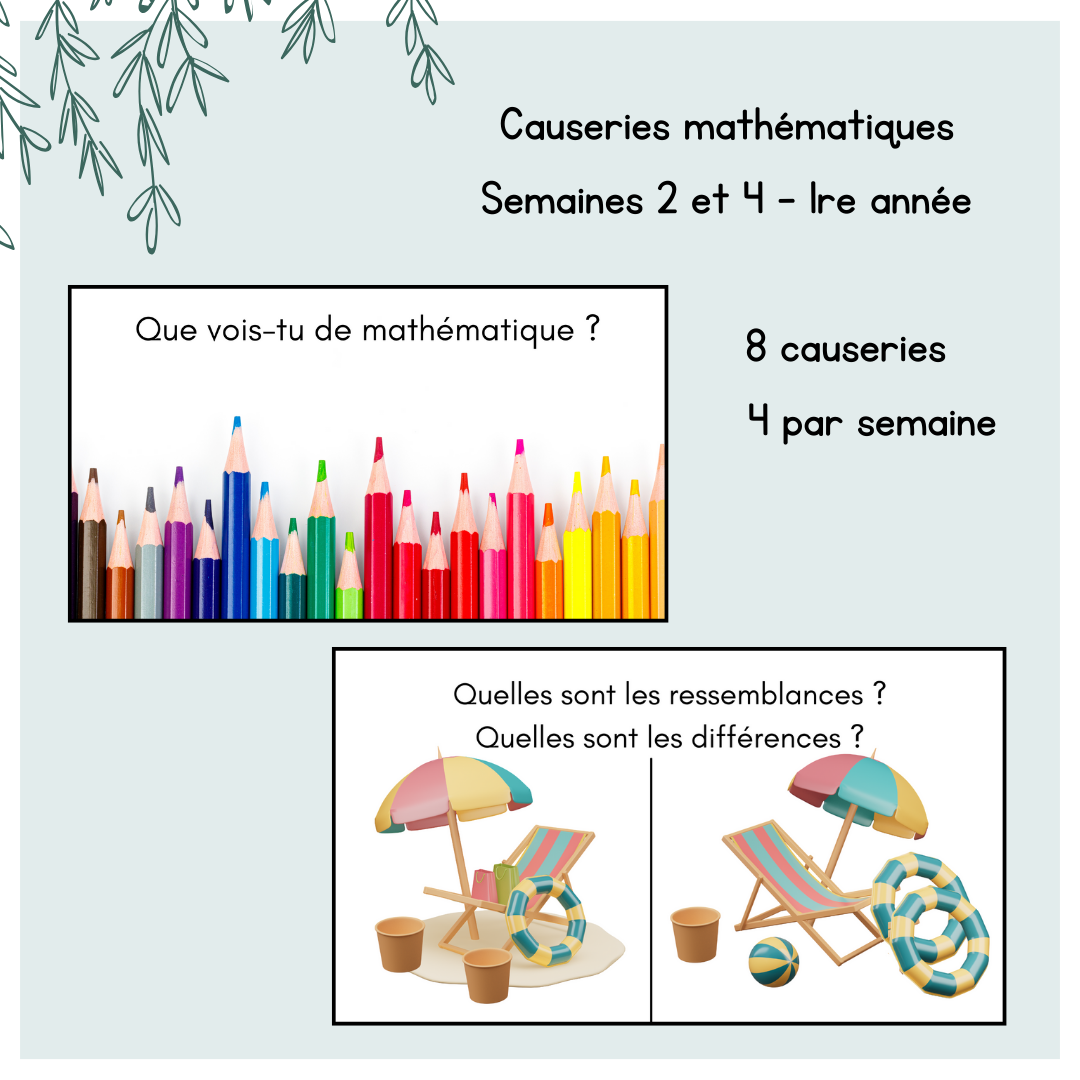 Causeries mathématiques septembre - 1re année - Semaines 2 et 4