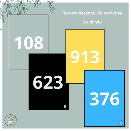 Cartes de reconnaissance de nombres - 0 à 999 - 2e année