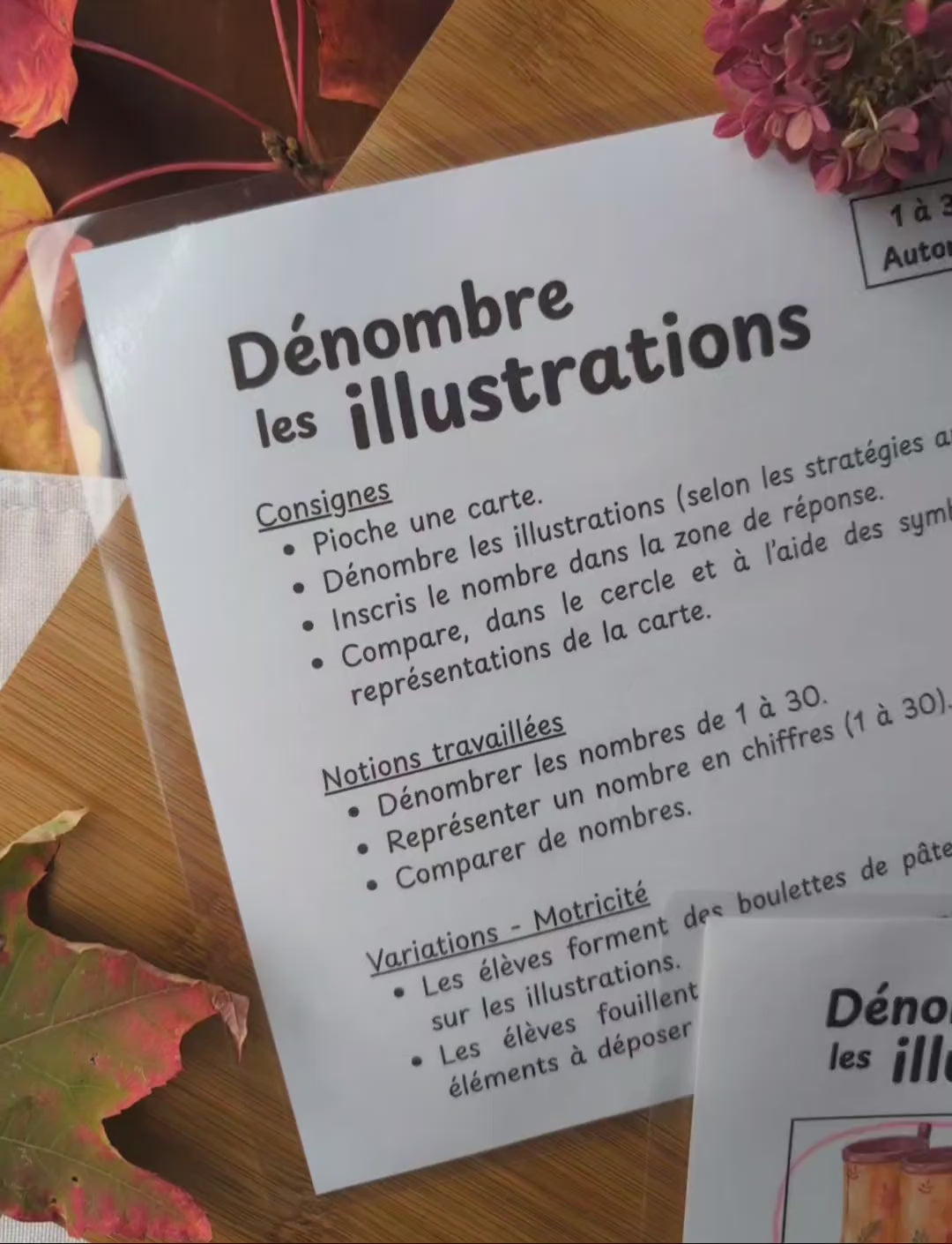 Dénombrer et comparer les illustrations - 1 à 30