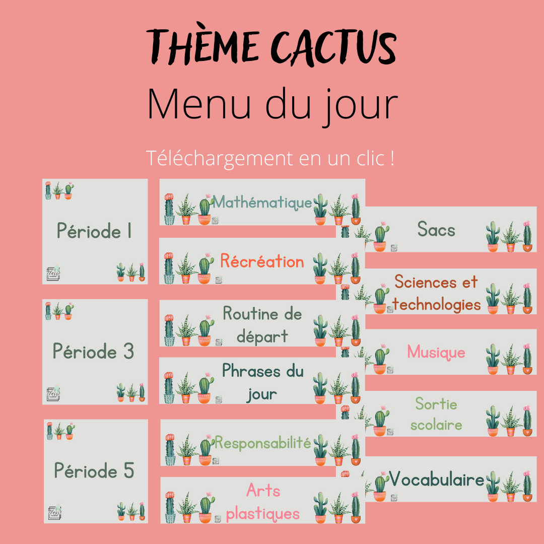 Menu du jour - Cactus (téléchargeable)