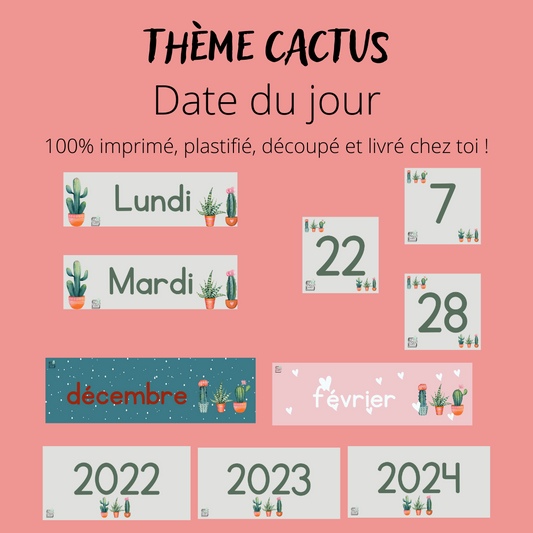 Date du jour - Cactus (100% plastifié)