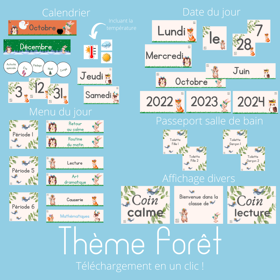 Kit complet- Thème de classe Forêt (téléchargeable)