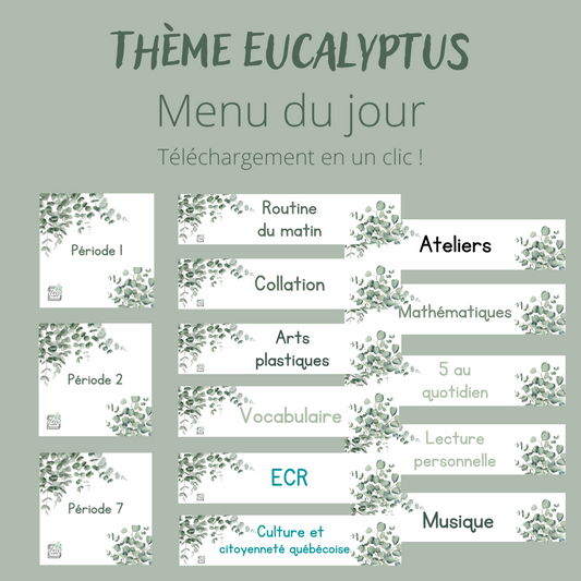 Menu du jour - Eucalyptus (téléchargeable)