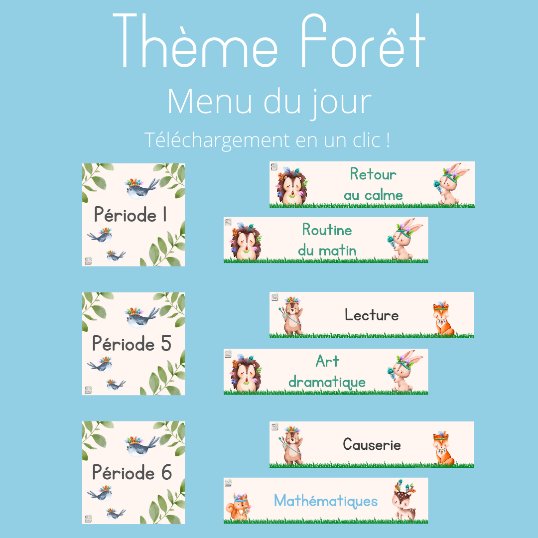 Menu du jour - Forêt (téléchargeable)