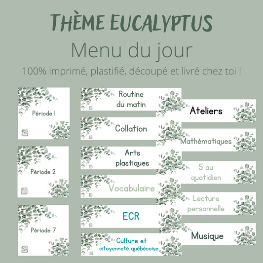 Menu du jour - Eucalyptus (100% plastifié)