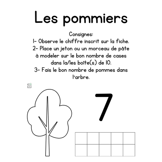 Les pommiers - Atelier sur les nombres de 1 à 20