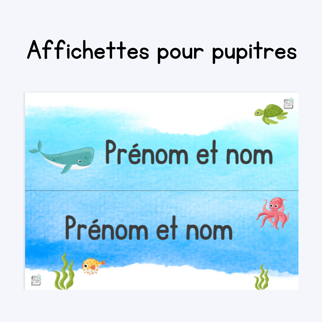 Affichettes pour pupitres  - Océan